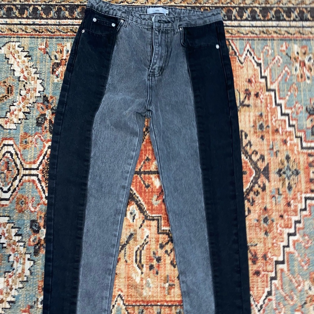 Black and Gray Straight leg Jeans